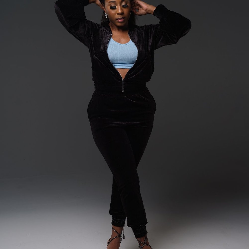 Black Velour Sweatsuit
